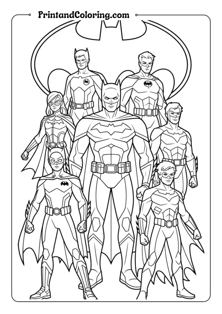 Bat-Family Group Portrait Batman Coloring Pages Portrait