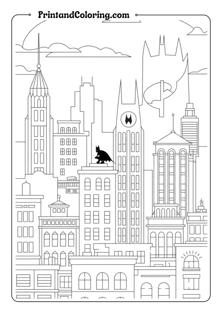 Gotham City Skyline Batman Portrait
