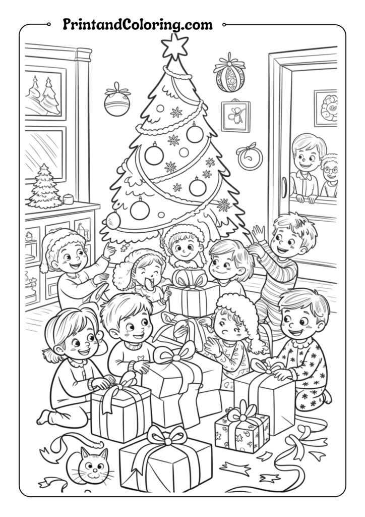 Children Opening Christmas Presents