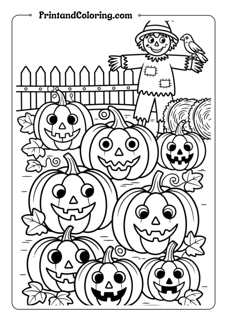 Jack-o'-Lantern Patch Halloween coloring pages