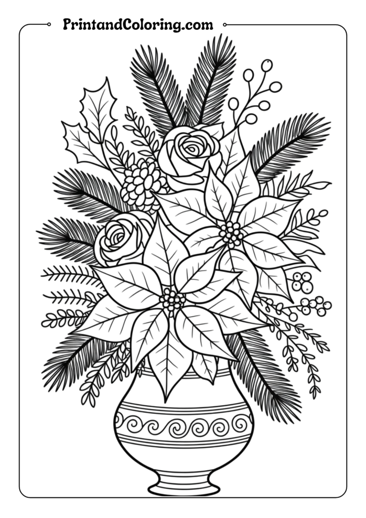 Poinsettia and Evergreen Arrangement