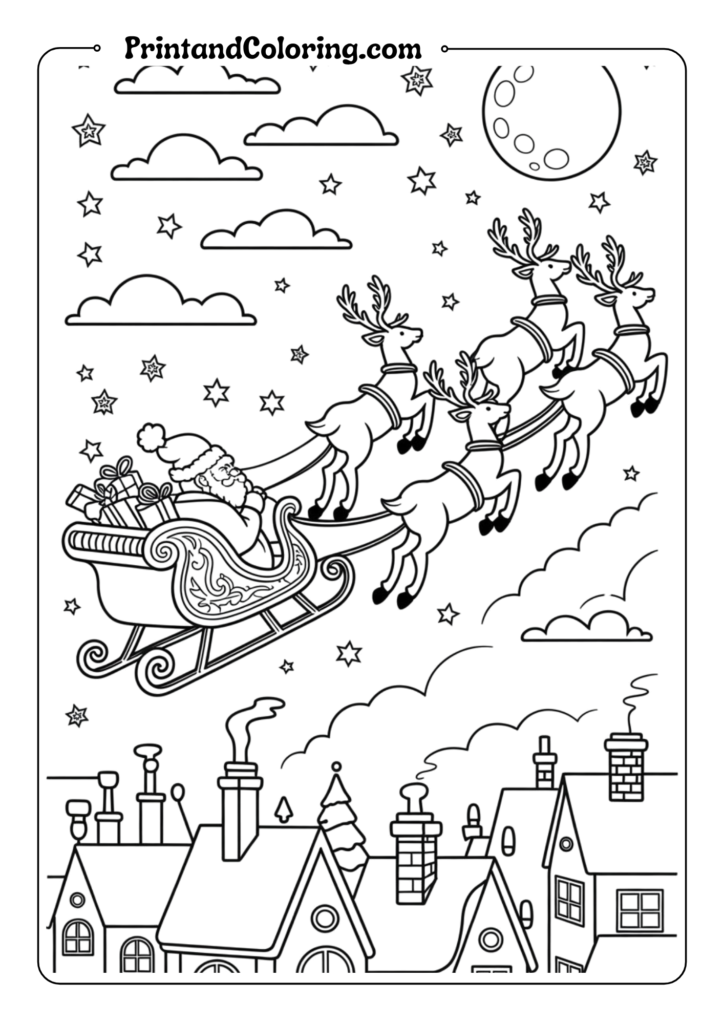 Santa's Sleigh in Flight